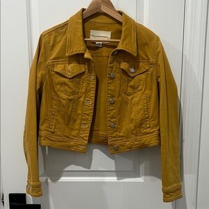 Pilcro and the Letterpress Mustard Cropped Jean Jacket, Size Medium